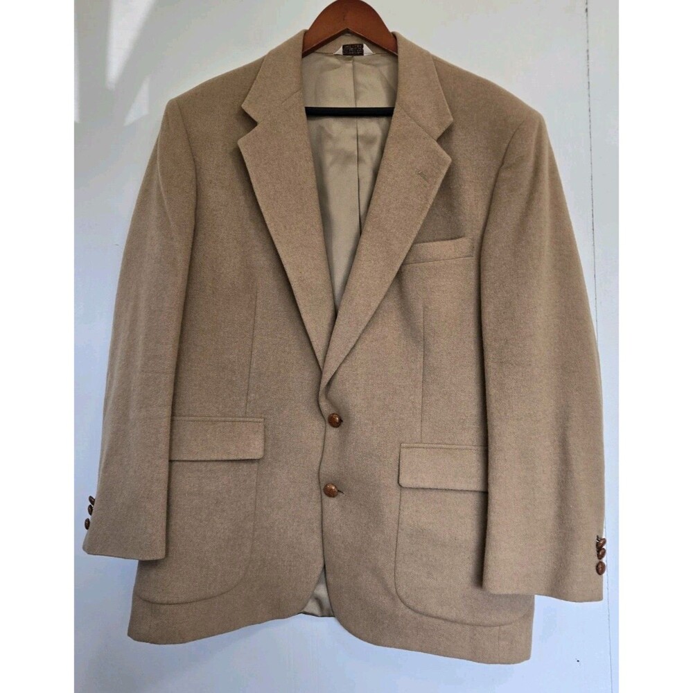 The Globe Mens Blazer 46R Brown Camel Hair Sport Coat Jacket Business Formal